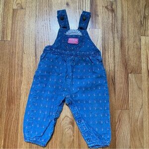 Vintage Oshkosh B’gosh denim floral  romper overalls 12 months